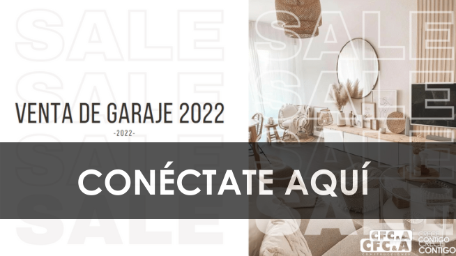Conéctate aquí a nuestra venta de garaje. Jueves 2 de junio 2:00 p.m.